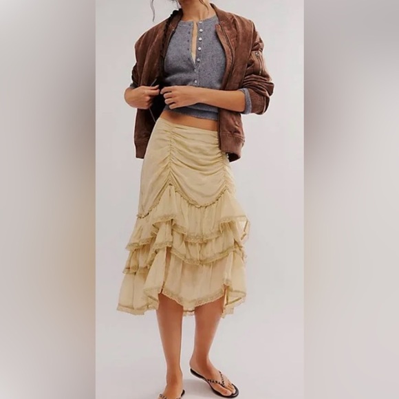 Free People Calliope Ruffle Midi Skirt NWT - Picture 3 of 5